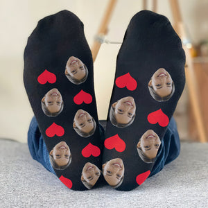 Custom Face Heart Pattern - Personalized Step Mom Socks