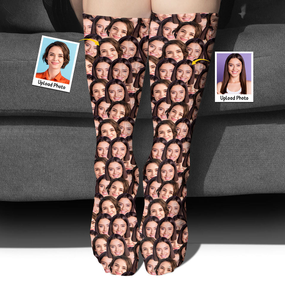 Customizable Printed Face - Personalized Sibling Socks