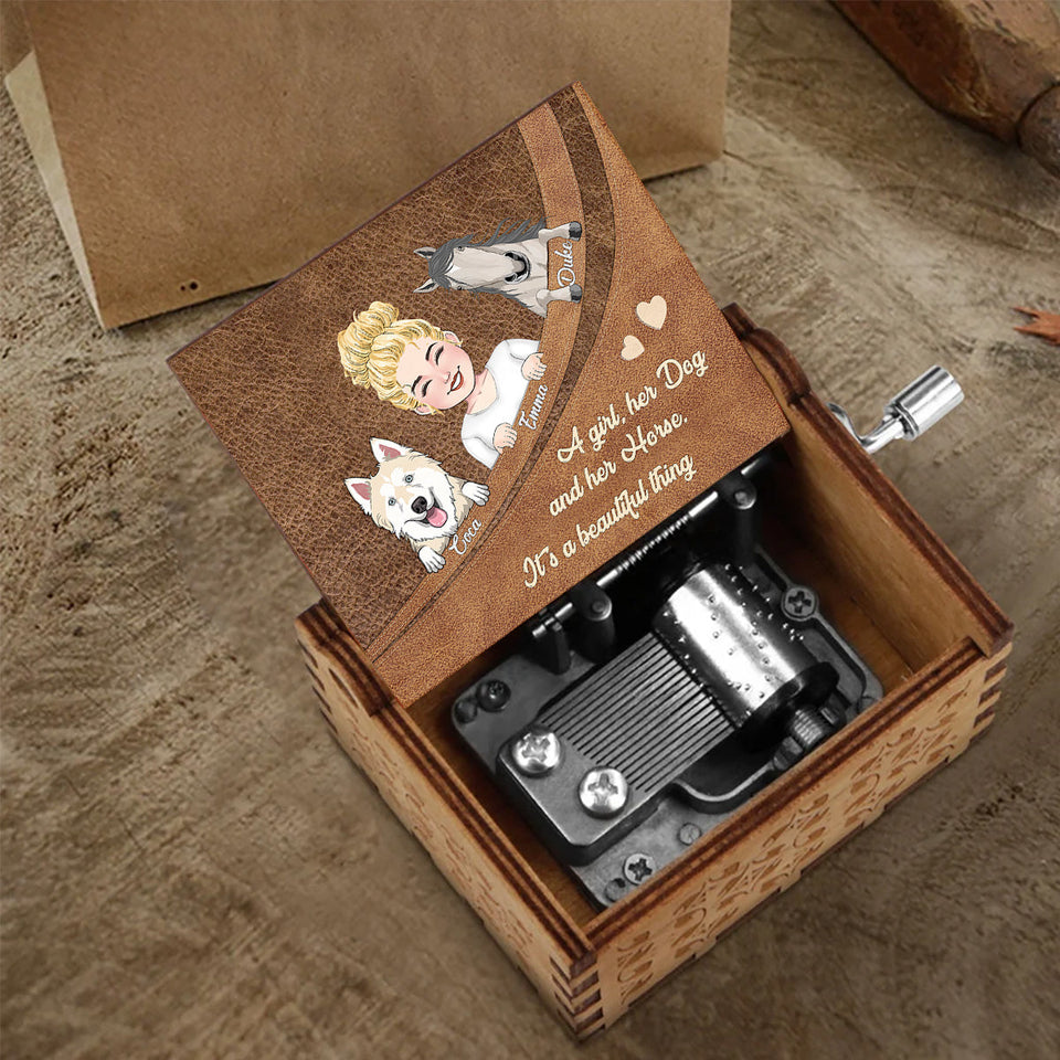 What A Beautiful Thing - Horse gift for dog lover, cat lover - Personalized Hand Crank Music Box