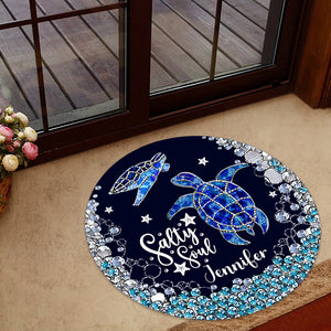 Salty Soul - Personalized Turtle Shaped Doormat