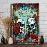 Skull Couple - Skull gift for husband, wife, boyfriend, girlfriend - Personalized Canvas And Poster