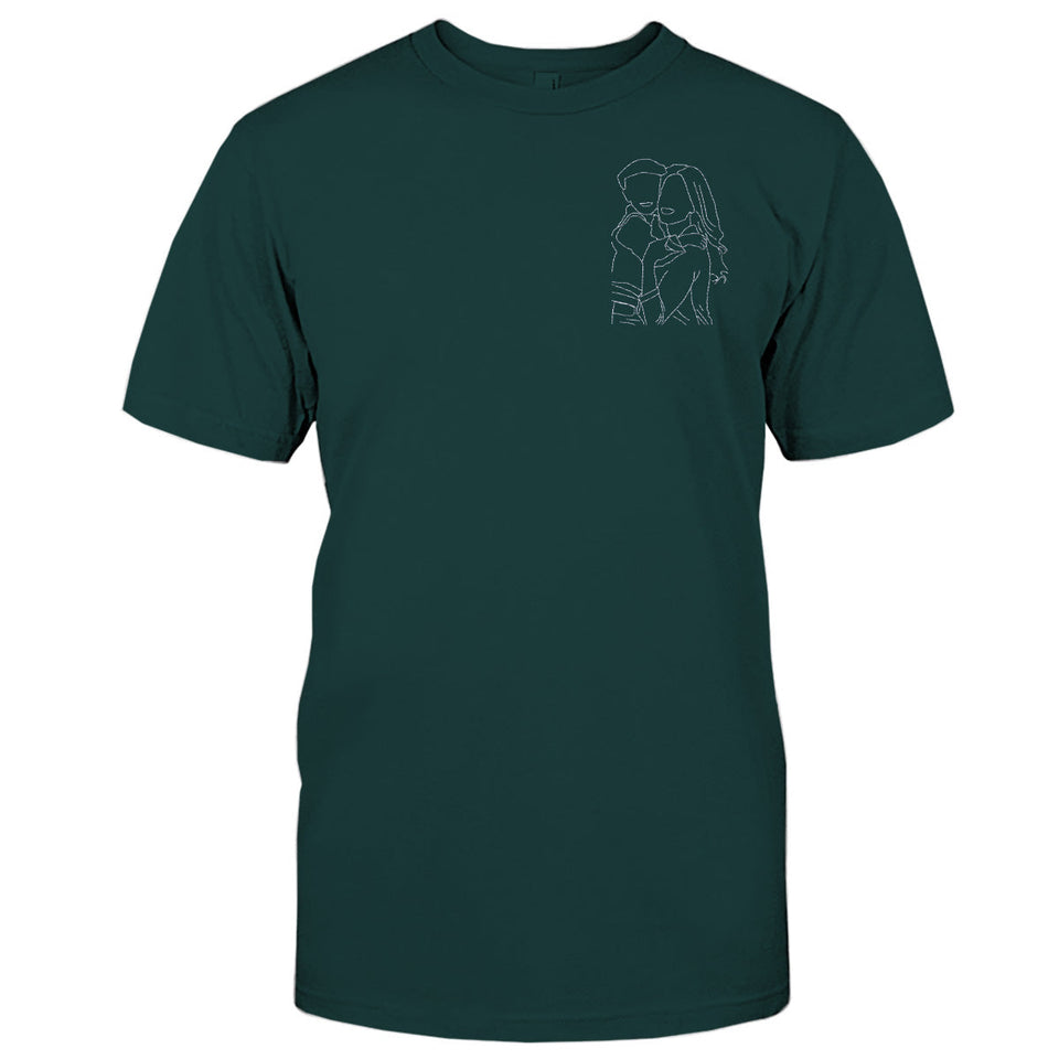 Custom Line Art - Personalized Step Mom Embroidered T-shirt