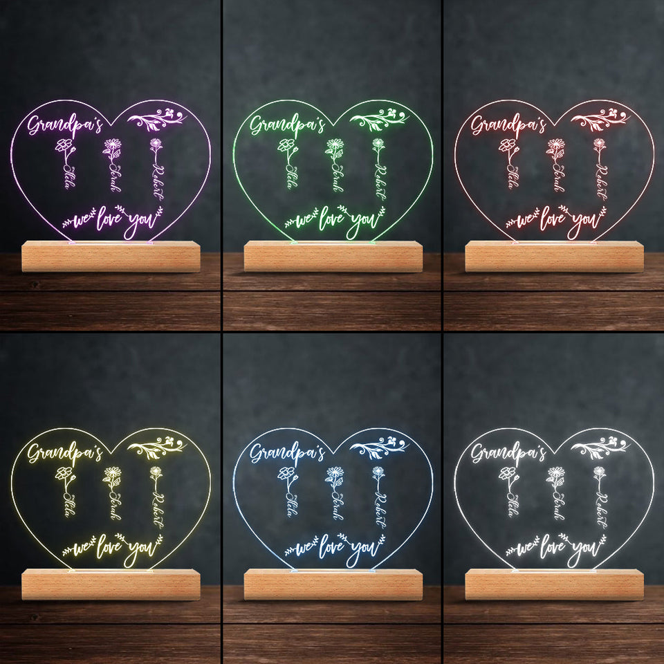 Mom’s Garden - Gift for grandma, mom, aunt, grandpa - Personalized Shaped Plaque Light Base