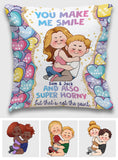You Make Me Smile And Also Super Horny - Personalized Couple Throw Pillow
