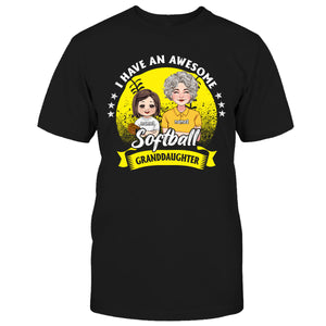 Awesome Softball Granddaughter - Personalized Softball T-shirt And Hoodie