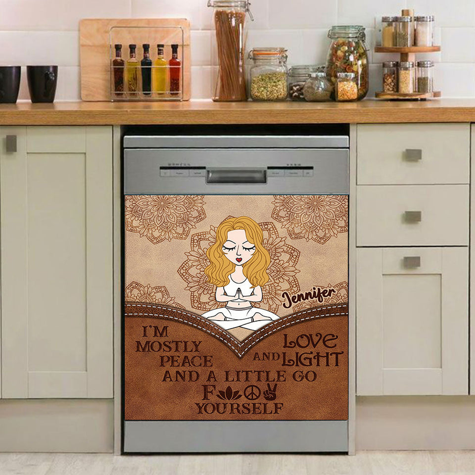 I'm Mostly Peace - Personalized Yoga Dishwasher Cover