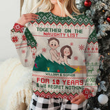 Together On The Naughty List - Personalized Couple Ugly Sweater