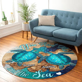 You And Me And The Sea - Personalized Turtle Round Rug
