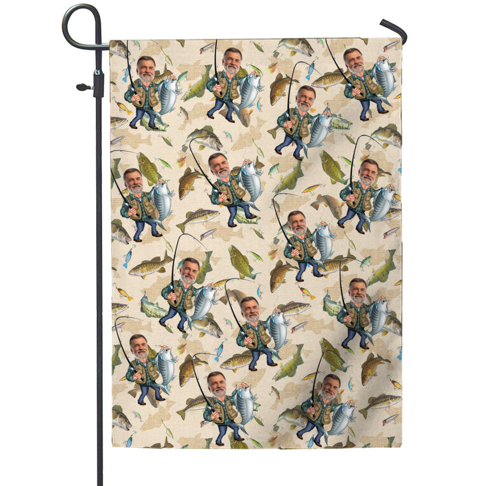 Photo Inserted Funny Fishing - Personalized Fishing Garden Flag