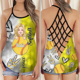 Cool Softball Mom - Personalized Softball Cross Tank Top