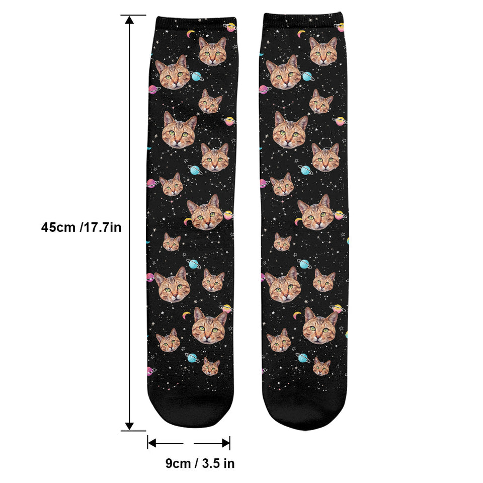 Custom Face Galaxy - Personalized Cat Socks