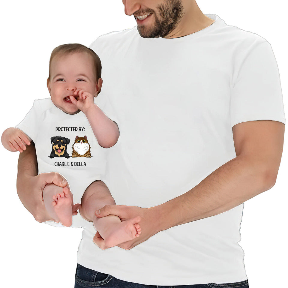 Baby Protected By - Personalized Dog Baby Onesie