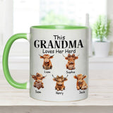 Grandma/ Nana/ Mimi... Loves Her Herd - Personalized Grandma Accent Mug