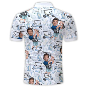 Photo Inserted Funny Golfer - Personalized Golf Polo Shirt