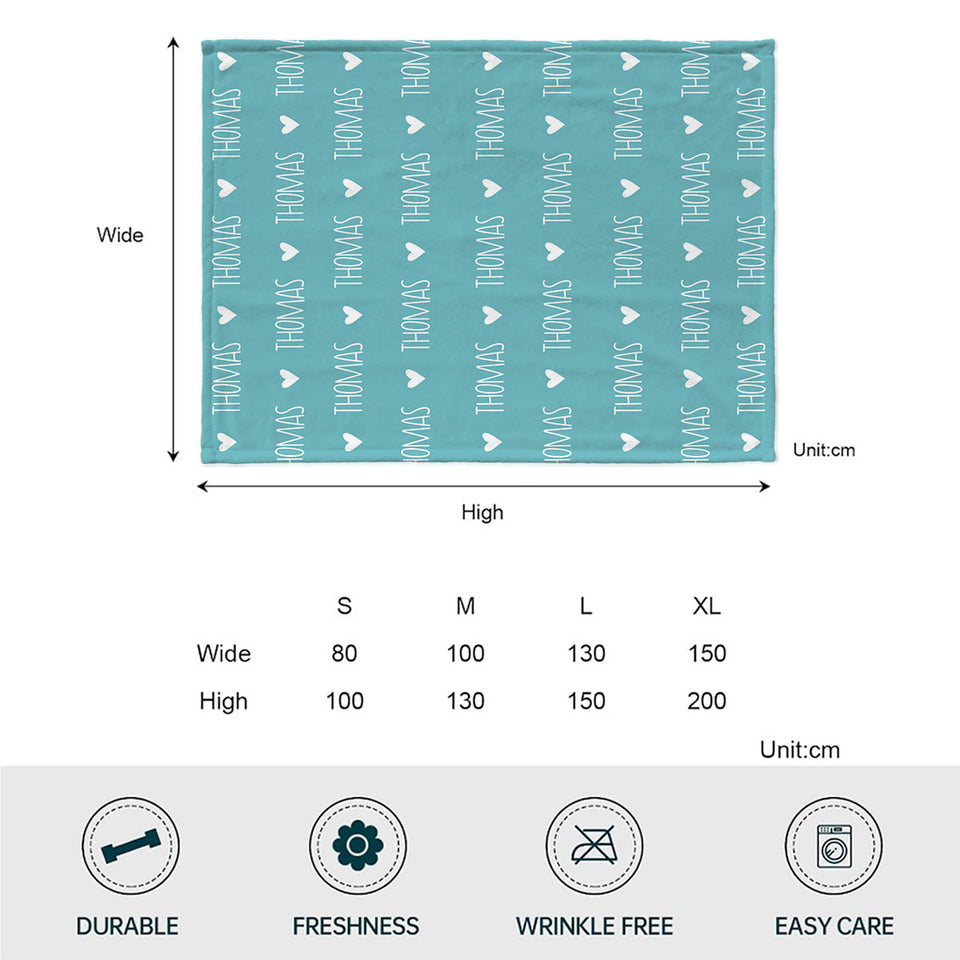 Custom Name Heart Pattern - Personalized grandson Blanket