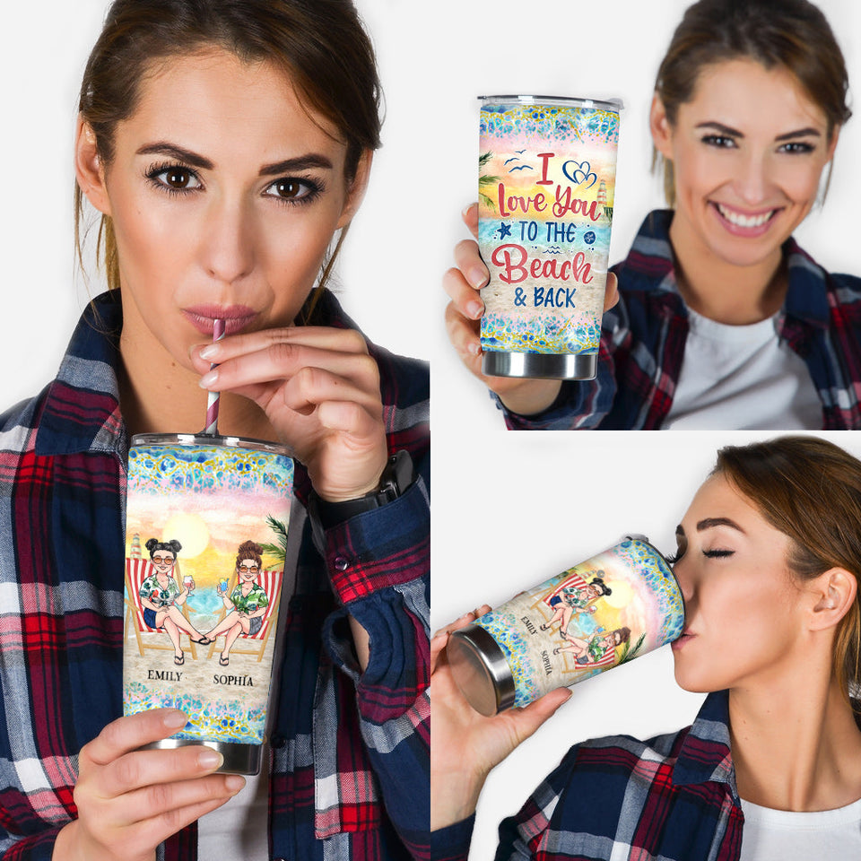 I Love You To The Beach And Back - Personalized Sea Lover Tumbler
