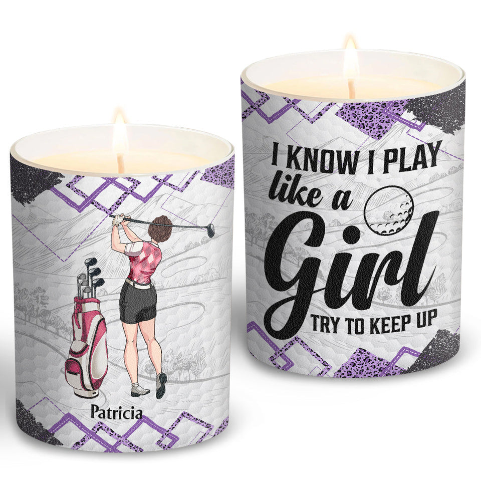 Golf Instruction - Golf gift for her, girlfriend, wife, daughter - Personalized Candle With Wooden Lid