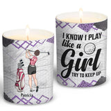 Golf Instruction - Golf gift for her, girlfriend, wife, daughter - Personalized Candle With Wooden Lid