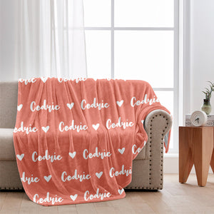 Custom Name Heart Pattern - Personalized Newborn Blanket