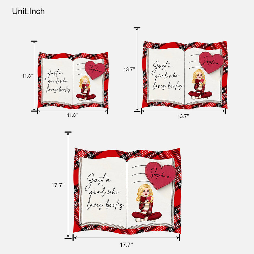 Just A Girl Who Loves Books - Personalized Book Custom Shaped Wood Sign