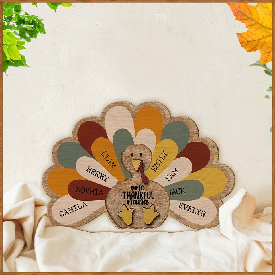 One Thankful Nana - Gift for grandma - Personalized 2 Layered Wood Sign / Wood Plaque