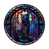 Black Cat - Personalized Black Cat Round Wood Sign