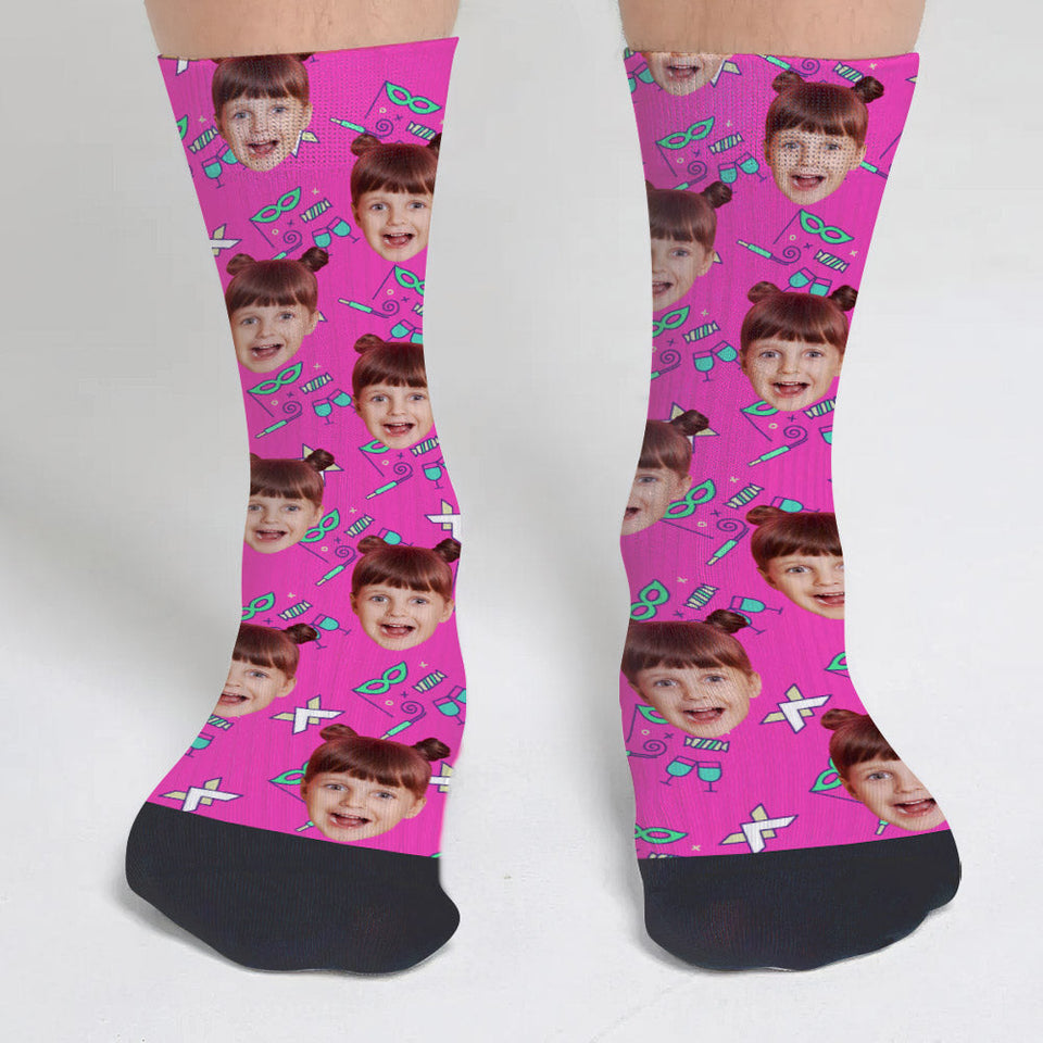 Custom Face Party Pattern - Personalized Kid Socks
