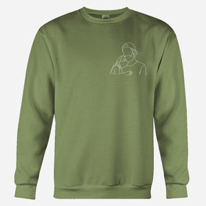 Custom Line Art - Personalized Step Dad Embroidered Sweater