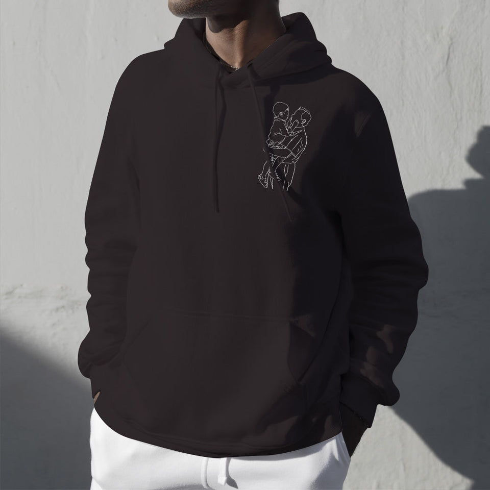 Custom Line Art - Personalized Grandpa Embroidered Hoodie