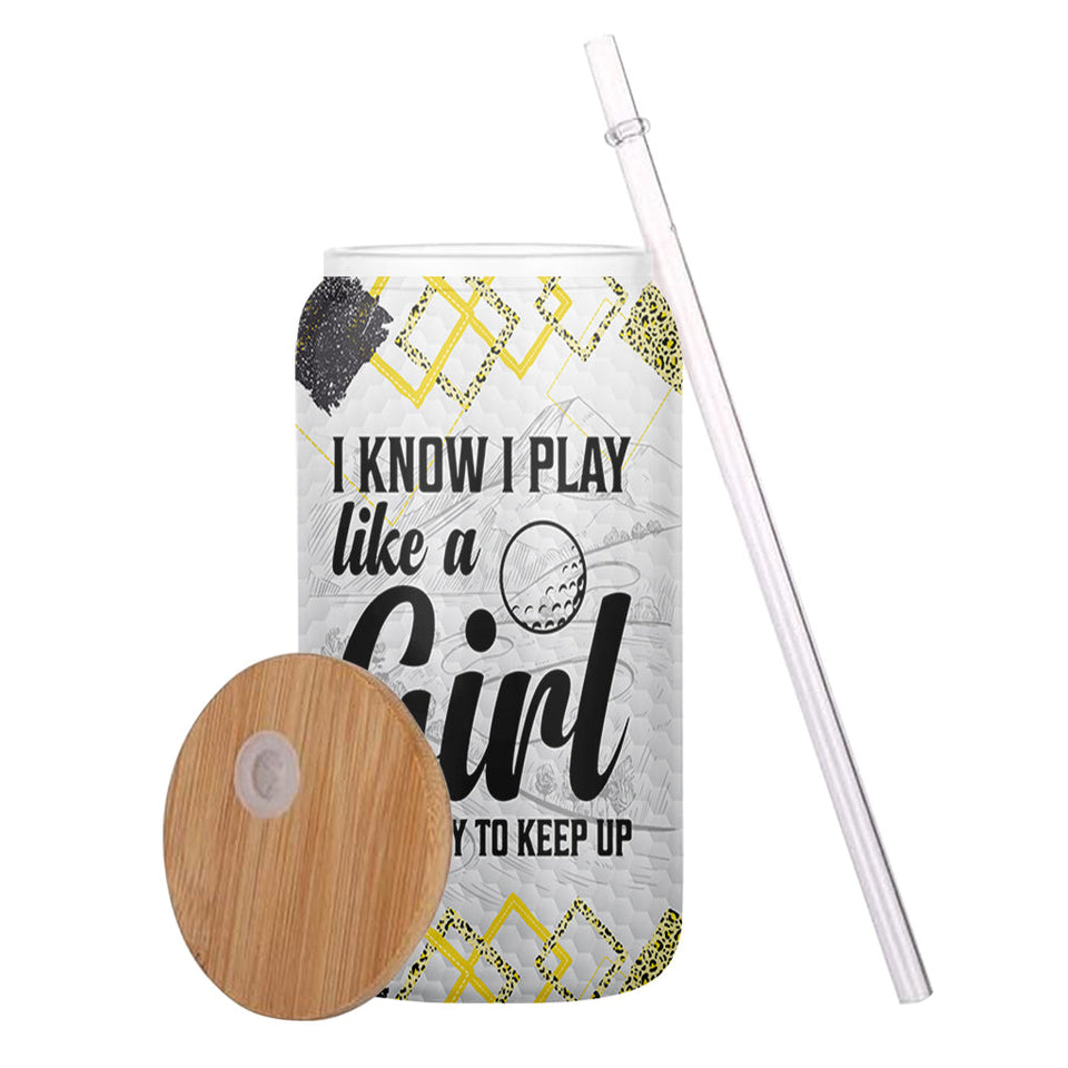Golf Instruction - Golf gift for her, girlfriend, wife, daughter - Personalized Can Glass