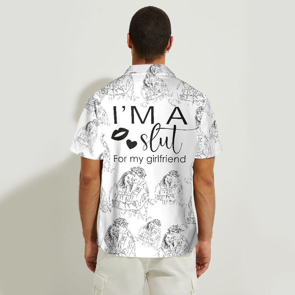 Custom Couple Line Drawing - Boyfriend and Girlfriend gift for boyfriend - Personalized Hawaiian Shirt