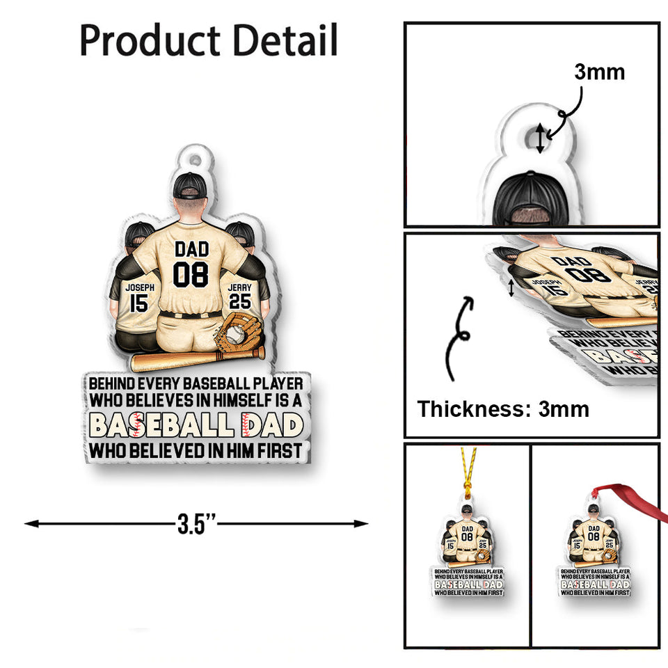 Behind Every Baseball Player - Personalized Baseball Transparent Ornament