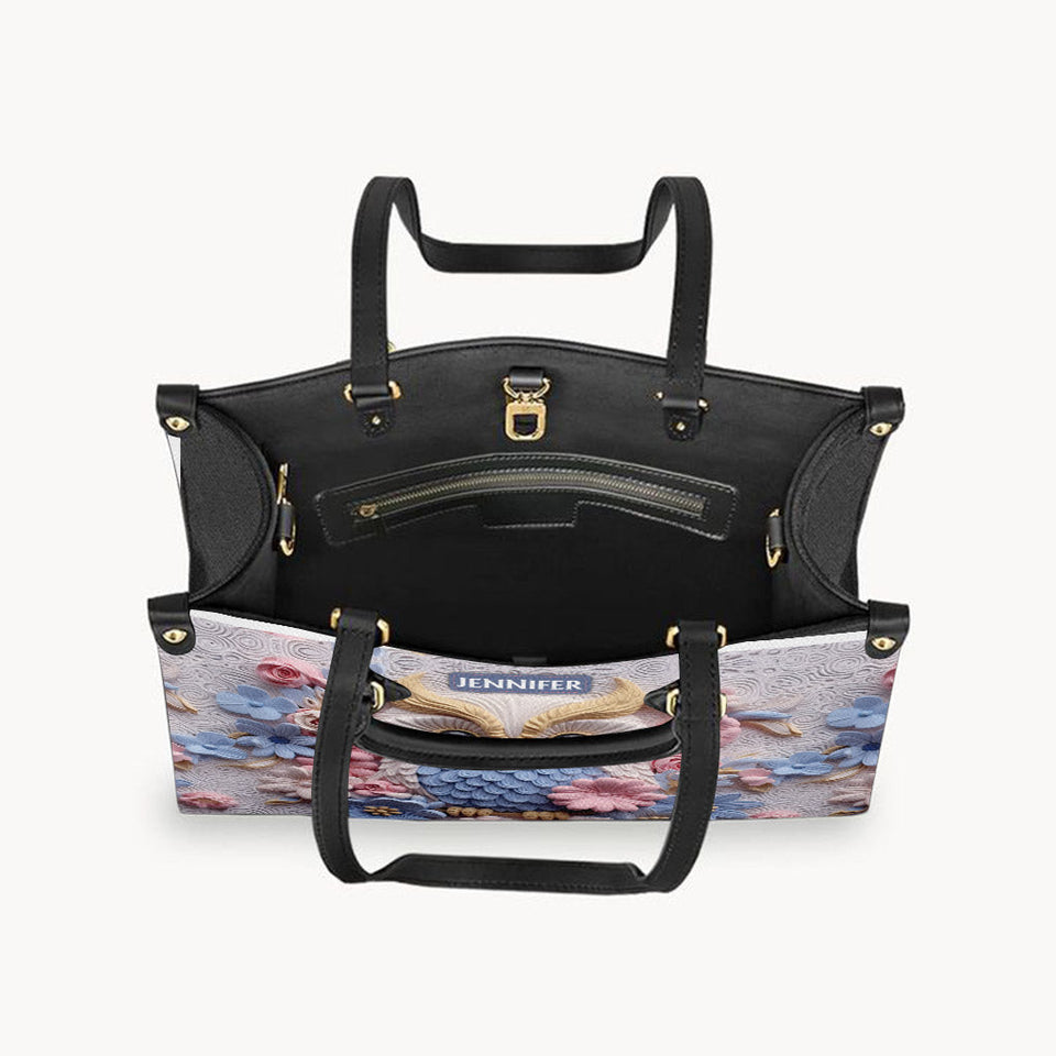 Beautiful Owl - Personalized Owl Leather Handbag