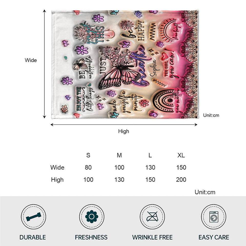 Positive Affirmations Butterfly - Personalized Butterfly Blanket