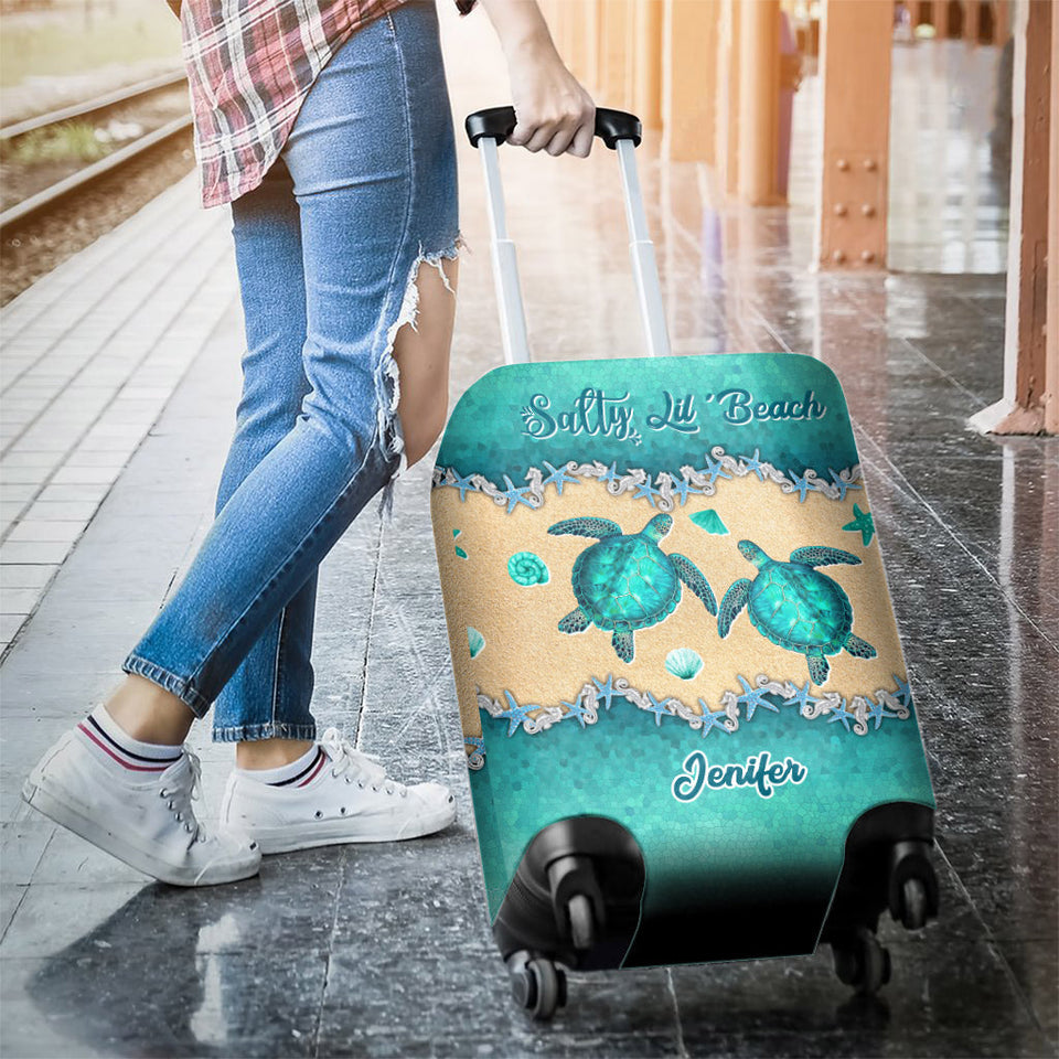 Salty Lil' Beach - Personalized Turtle Luggage Cover