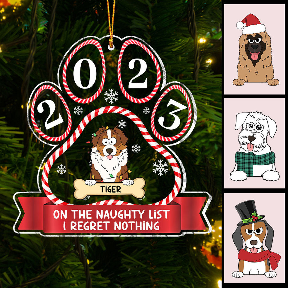 On The Naughty List - Gift for dog lovers - Personalized Transparent Ornament
