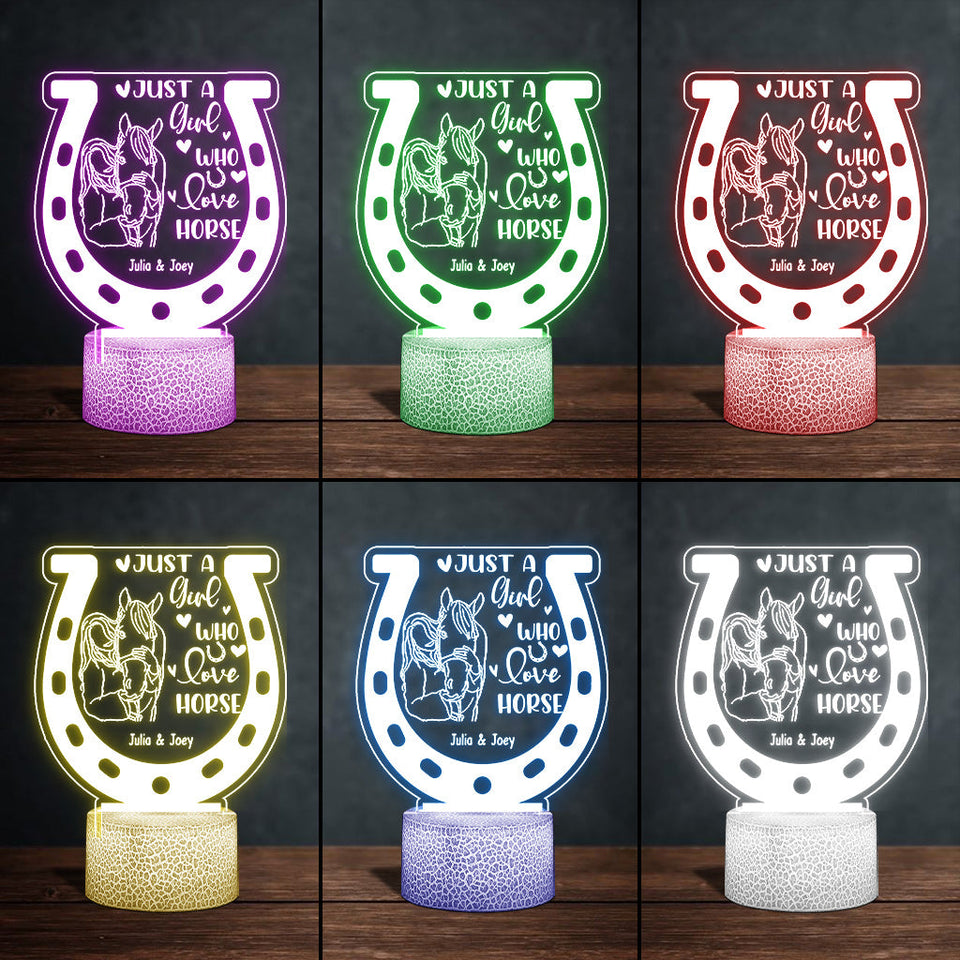 Just A Girl Who Loves Horse - Personalized Horse Shaped Plaque Light Base