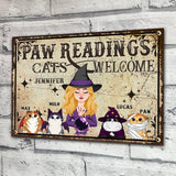 Paws Reading - Personalized Witch Rectangle Metal Sign