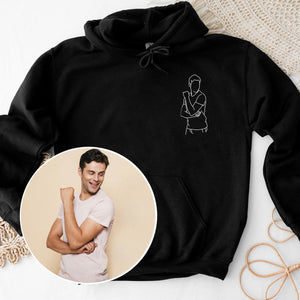 Custom Line Art - Personalized Son Embroidered Hoodie