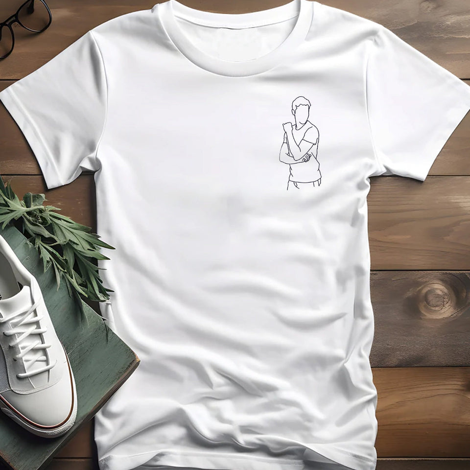 Custom Line Art - Personalized grandson Embroidered T-shirt