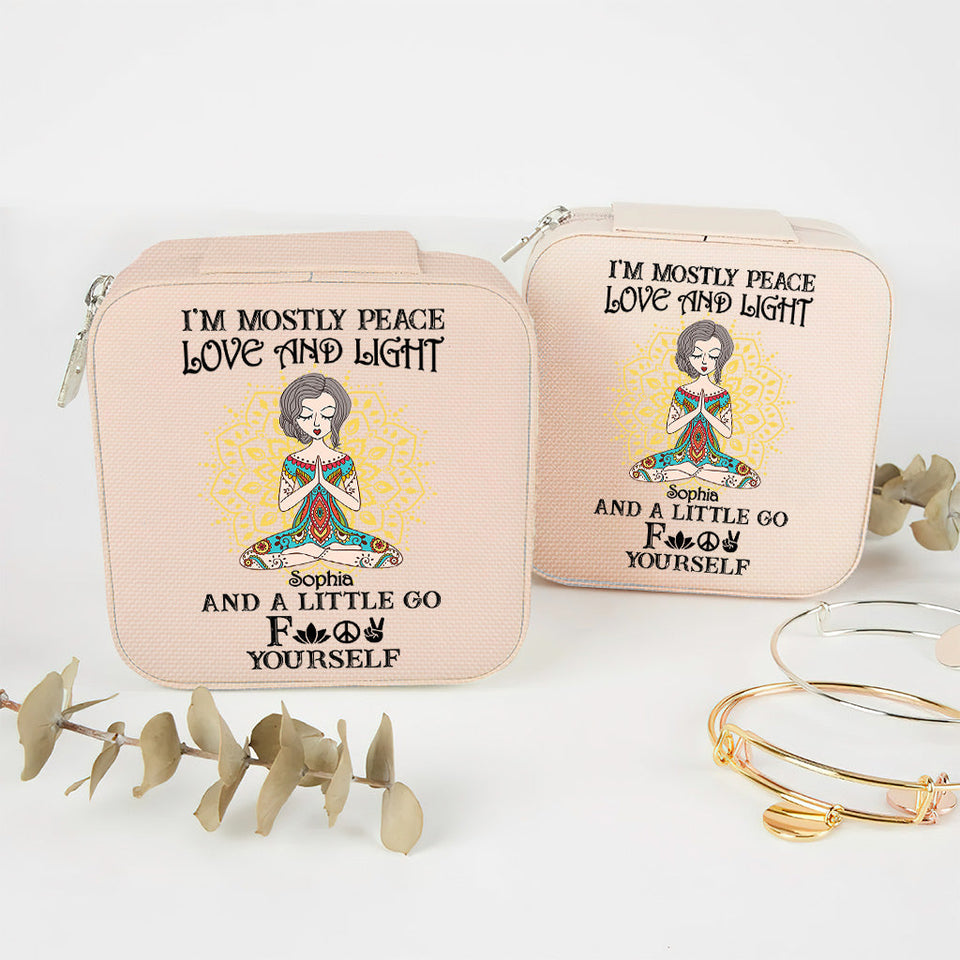 I’m Mostly Peace Love And Light - Personalized Yoga Jewelry Box