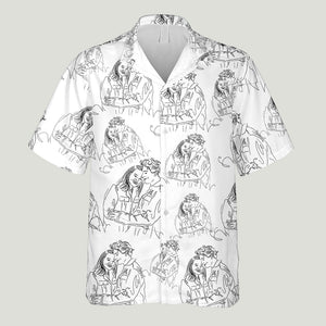 Custom Couple Line Drawing - Boyfriend and Girlfriend gift for boyfriend - Personalized Hawaiian Shirt