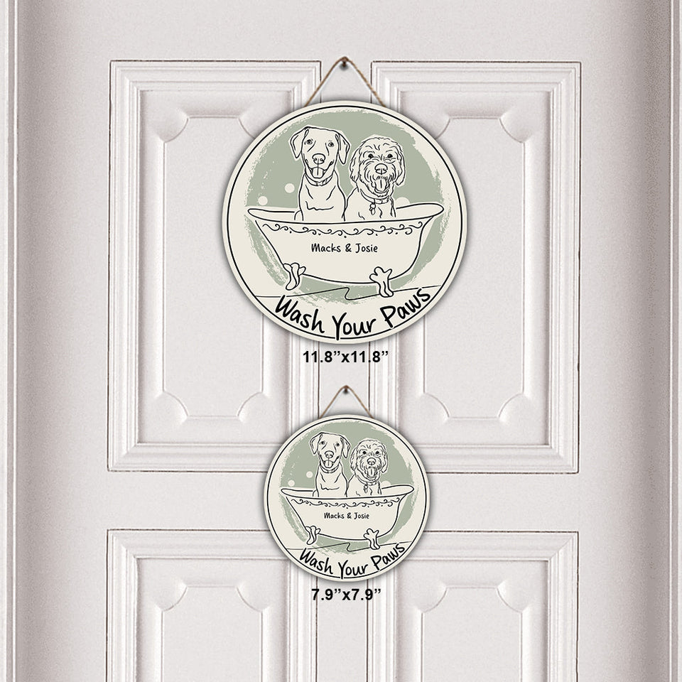 Wash Your Paws - Personalized Cat Round Wood Sign