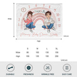 Baby Monthly Milestone With Mom And Dad - Gift for Newborn - Personalized Blanket