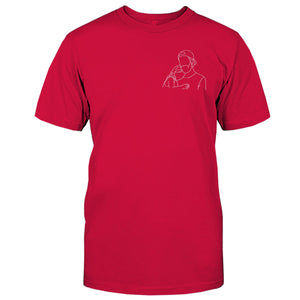 Custom Line Art - Personalized Father Embroidered T-shirt