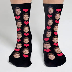 Custom Face Heart Pattern - Personalized Sibling Socks