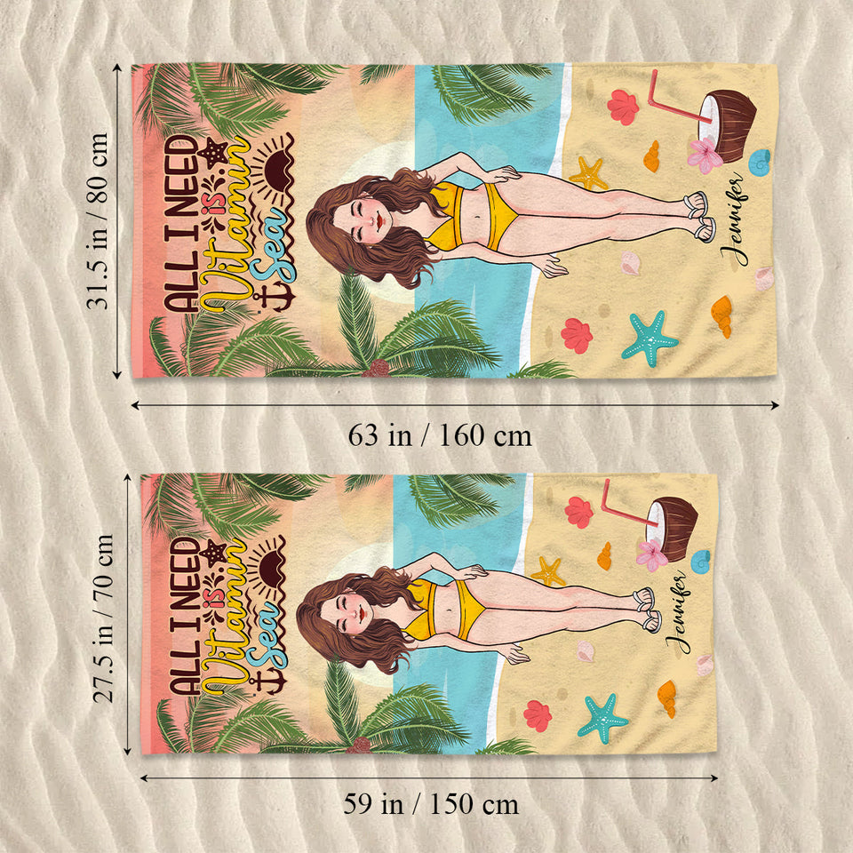 Salt In The Air Sand In My Hair - Personalized Sea Lover Beach Towel