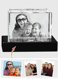 Custom Photo - Personalized Step Mom Laser Engraving 3D Cuboid Shaped Crystal Lamp