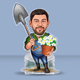 Gardener Caricature - Personalized Gardening Custom Shaking Head