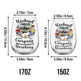 Weekend Forecast - Personalized Camping All Over Wine Glass